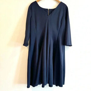 Lane Bryant A Line Dress Flare Panel Career Office 3/4 sleeve V neck 18